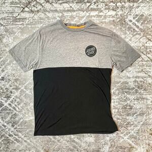 Santa Cruz Gray & Black Colorblock T-Shirt | Logo Graphic Skate Tee Size L